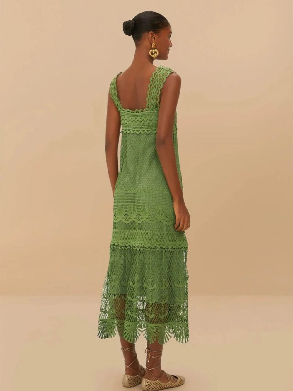 FARM Rio Green Nautical Guipure Maxi Dress - Large - Picture 4 of 5